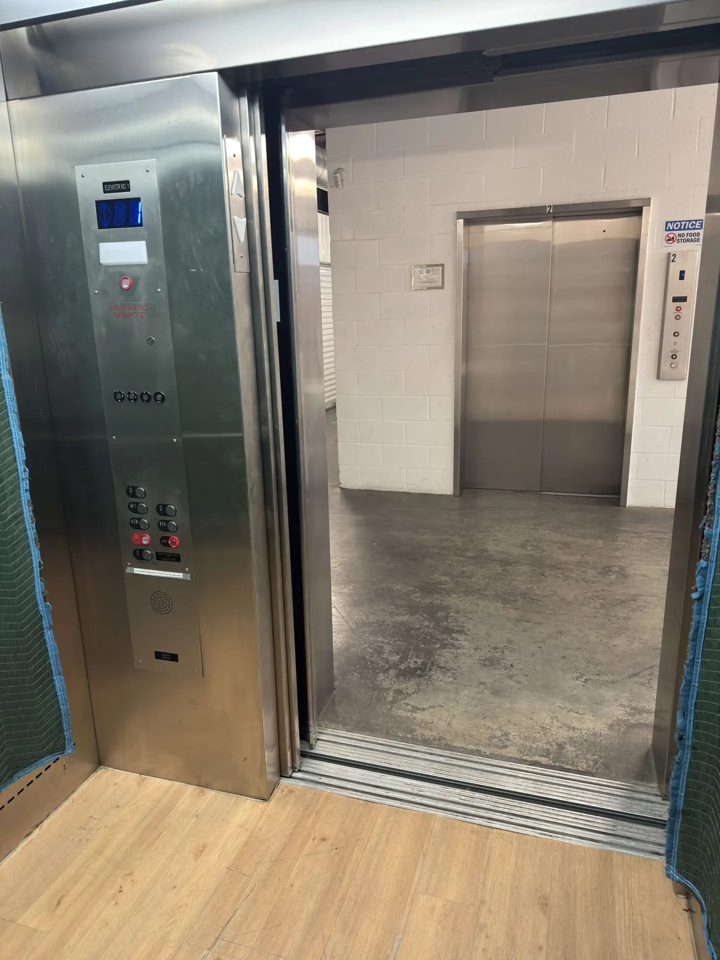 Large Elevators at Storage Solutions Plus Houston Storage Facility.